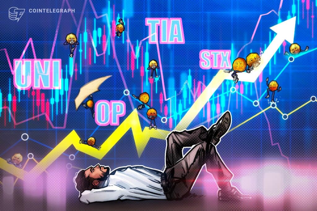 Bitcoin bulls' run to $45K creates tailwind for UNI, OP, TIA and STX.