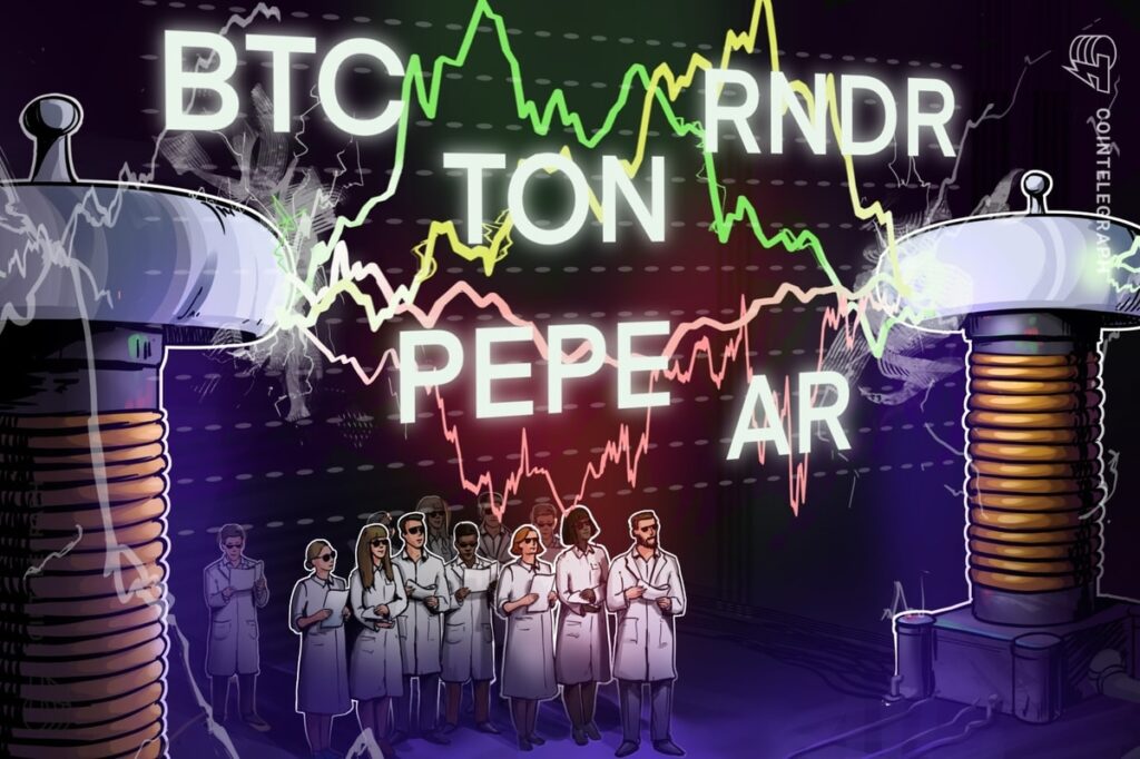 Bitcoin trades sideways while TONE, RNDR, PEPE and AR flash signals