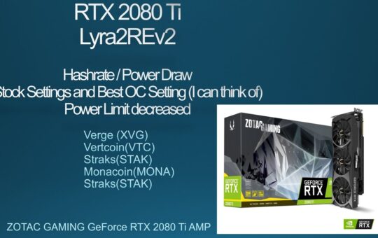 Rtx 2080 Ti Mining Lyra2Rev2 At 12116Mhs Overclock And