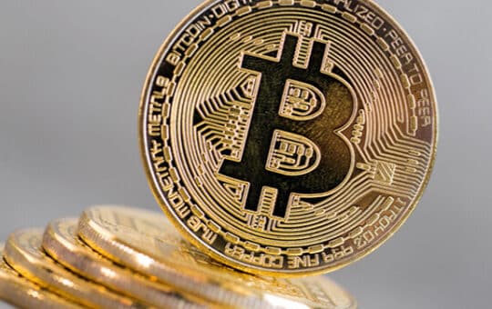 An Image Of Golden Bitcoins