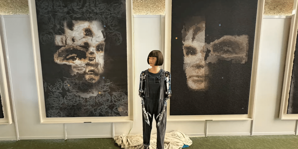 'Ai God' Portrait Of Alan Turing By Aida Humanoid Robot