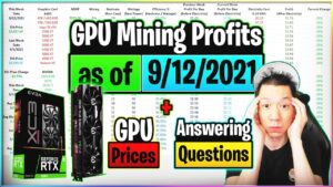 GPU Mining Profits as of 91221 GPU Prices