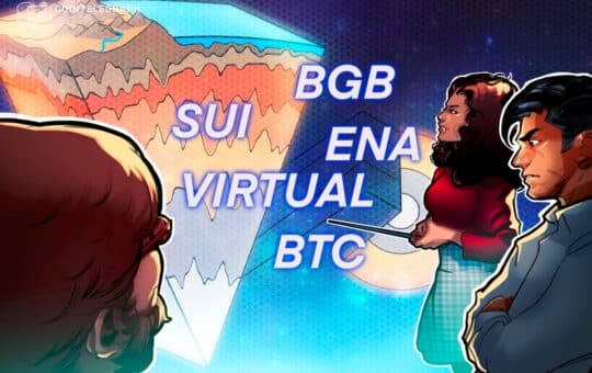 SUI, BGB, ENA and VIRTUAL show strength as Bitcoin looks for direction