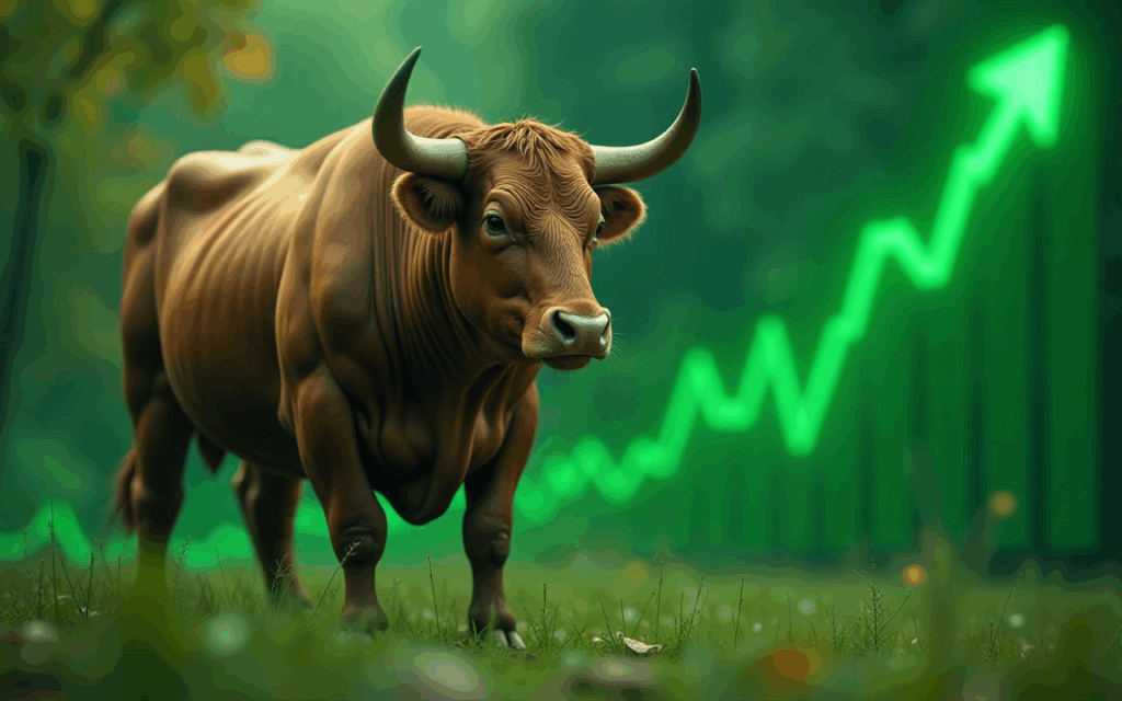 A Healthy Bull In Green Environment