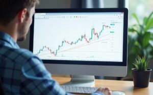 A Trader Analyzing Chats On A Computer