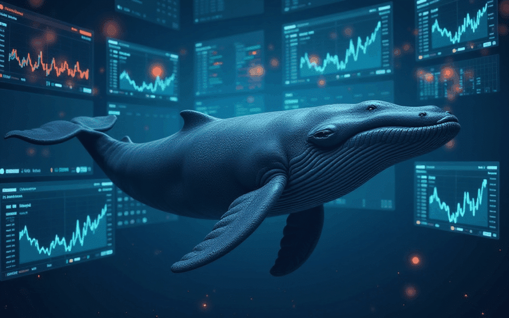A Whale And Price Charts In Teh Background