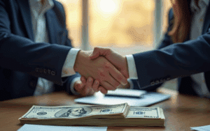 Illustration Of Business People Closing A Deal