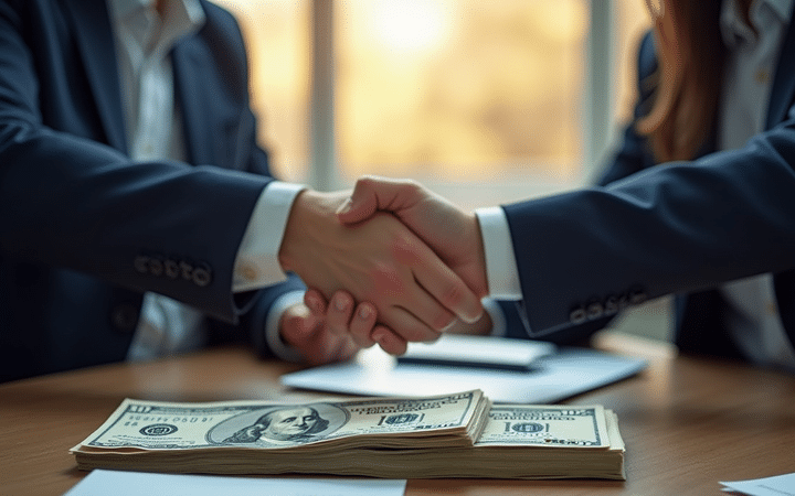 Illustration Of Business People Closing A Deal